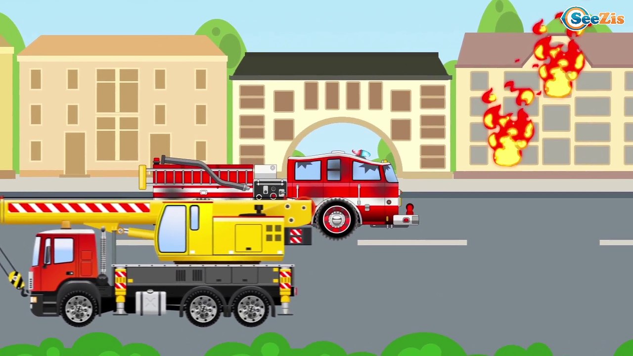 Dessins animés pour bébés. Camion de pompiers, Camion, Voiture de police pour petits