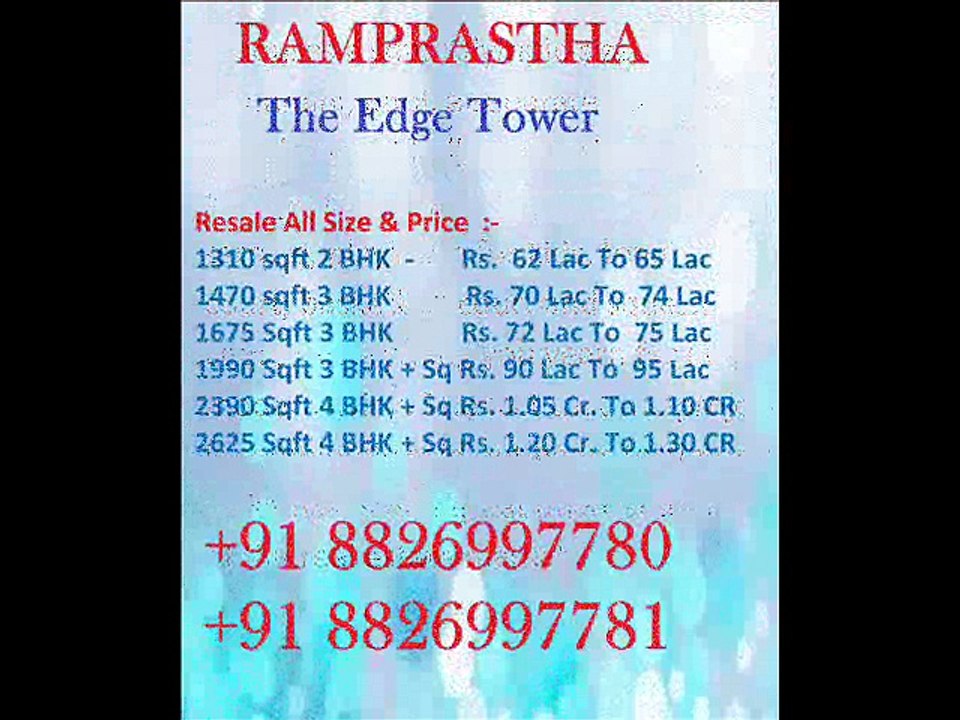 Flats For Sale in Ramprastha City The Edge Tower in Sector 37D Gurgaon Haryana 8826997780