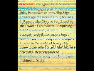 Ready To Move Apartments For Sale in The Edge Tower in Sector 37D Gurgaon 8826997781