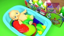 Learn Colors Baby Doll Bath Time Маша и Медведь M&Ms Chocolate Candy - Clay Slime Surpris