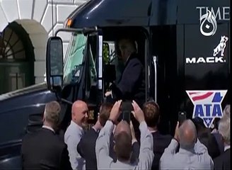 President Trump Pretended to Drive a Truck on the White House Lawn