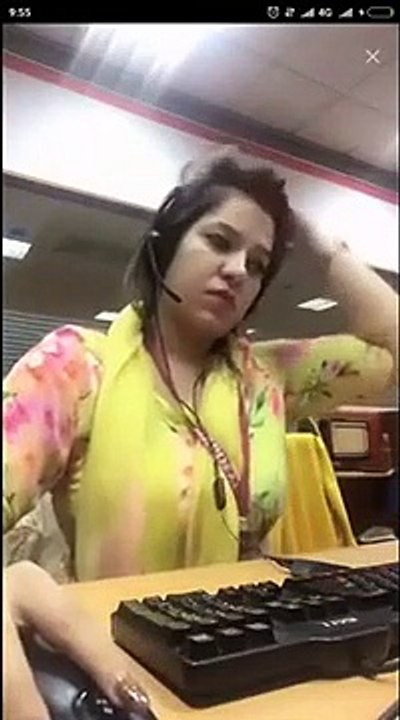Girl Dealing At Call Center With Customers