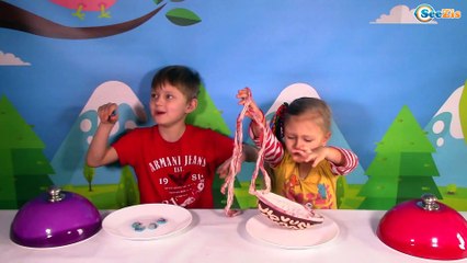 Челлендж! Обычная еда против мармелада! Видео для детей