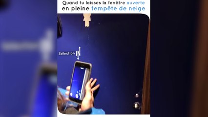 Ces toilettes ont été recouvertes de neige à cause d'une fenêtre ouverte