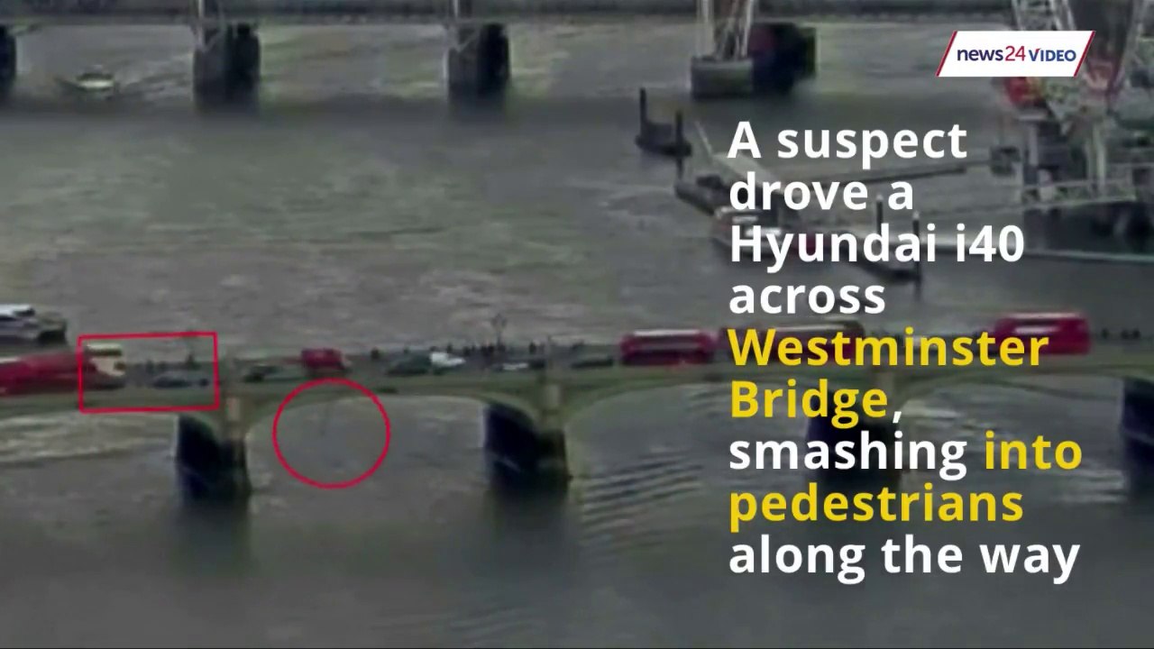 WATCH- Woman falls off Westminster Bridge during London 'terror attack'