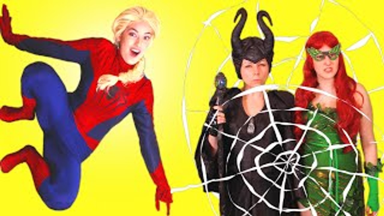 Frozen Elsa Becomes SpiderElsa Again! w/ Spiderman, Pink Spidergirl Joker & Doctor! Superhero Fun :)