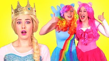 Frozen Elsa Meets MY LITTLE PONY! w/ Spiderman, Pink Spidergirl Joker & Bubble Gum! Superhero Fun :)