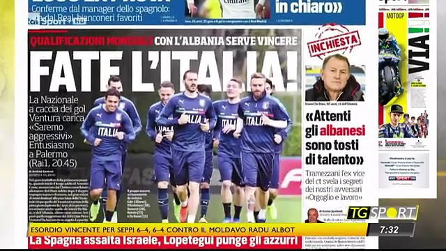 Video RAI SPORT LE PRIME PAGINE SPORTIVE + LE ULTIME NOTIZIE DI ITALIA-ALBANIA