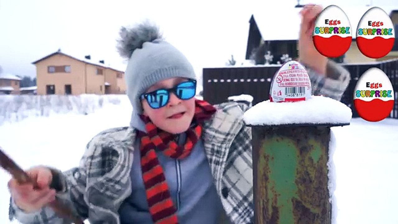 Winter Egg Hunt Surprise Toys Challenge for Kids get HUGE Surprise Egg opening Toys