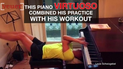 Piano Virtuoso Works Out While Practicing