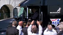 Trump takes the wheel of 18-wheeler at the White House