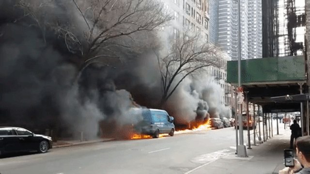Several Cars Catch Fire in Manhattan