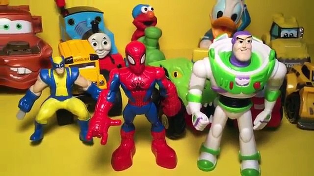 Узнайте цвета с супергерой человек-паук динозавры монстр грузовая машина поезда Пожар грузовая машина пустой