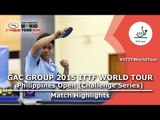 Philippines Open 2015 Highlights: YANG Tzu Yi vs MANAGO John William (Qualification Group)