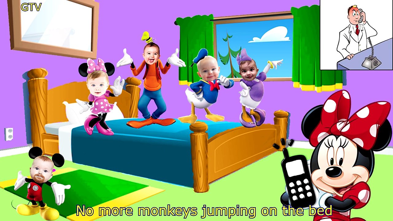 Five Little Mickey Mouse Clubhouse Baby Friends Jumping on the Bed
