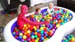 Giant Swimming Pool filled with Balls! Frozen Elsa and Frozen Anna & Spiderman vs Harley Q