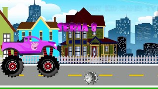 Pig Fire Truck / Monster Truck Crashes / Vehicels for Children / Episode 74 / Kid Wheels T