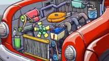 Trucks Cartoon for Children : Tow Truck, Police Car, Fire Truck Service Vehicles - Diggers