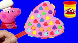 PLAY Doh PINK Lollipop! - CREATE Cake rainbow with Peppa Pig toys for kids