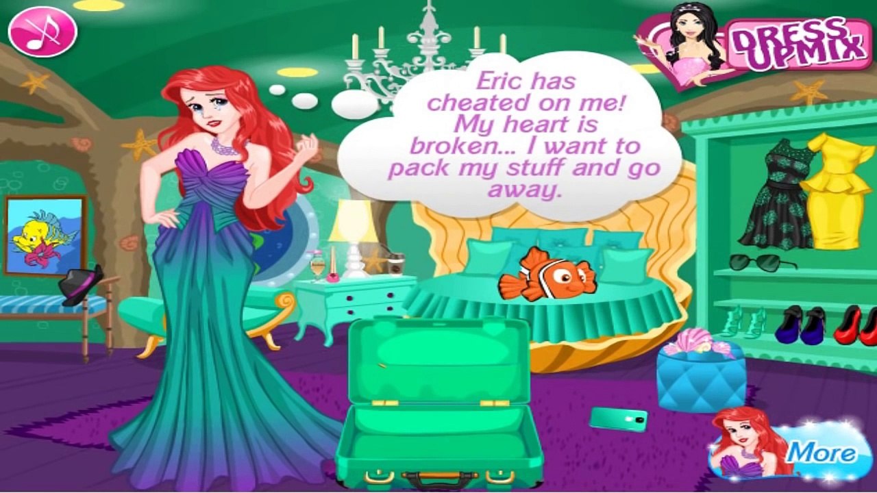 ❀ Lá Sirenita Ariel Rompe Con Eric / Princess Ariel Cartoon Games Disney