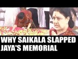 Sasikala thumps Jayalalitha's memorial as she leaves for Bengaluru, Watch Video | Oneindia News