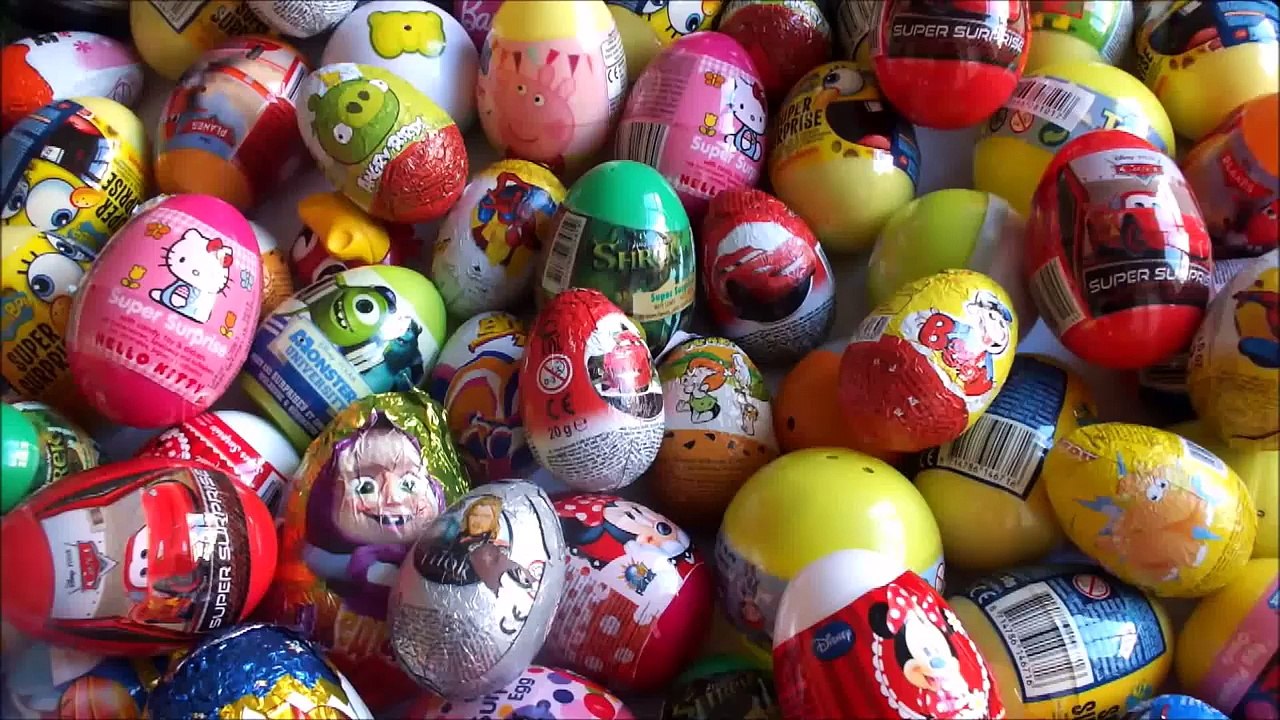 Giant Princess Kinder Surprise Eggs Disney Frozen Elsa Anna Minnie Mickey Play-Doh Huevos