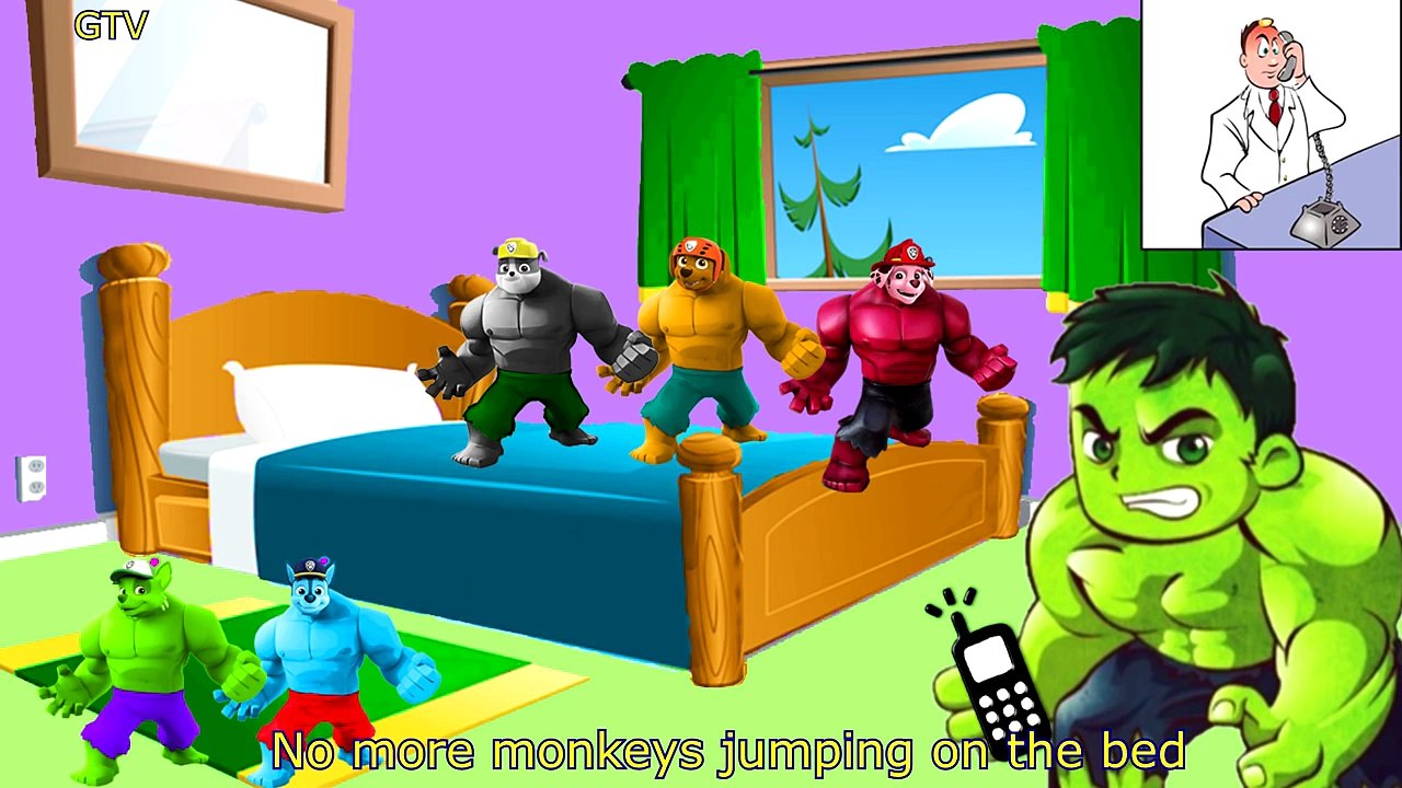 5 Little PAW PATROL PINK HULK Jumping On The Bed & MORE | Nursery Rhymes In 3D Animation