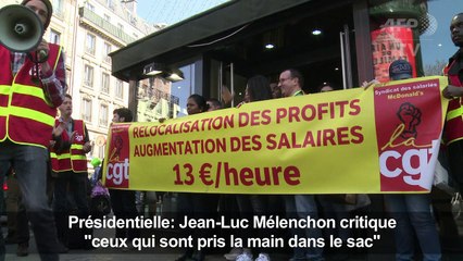 Mélenchon critique "ceux qui sont pris la main dans le sac"