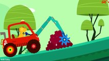 Emergency Vehicles Cartoons for children. Dinosaur Digger - Car Monster truck simulator fo
