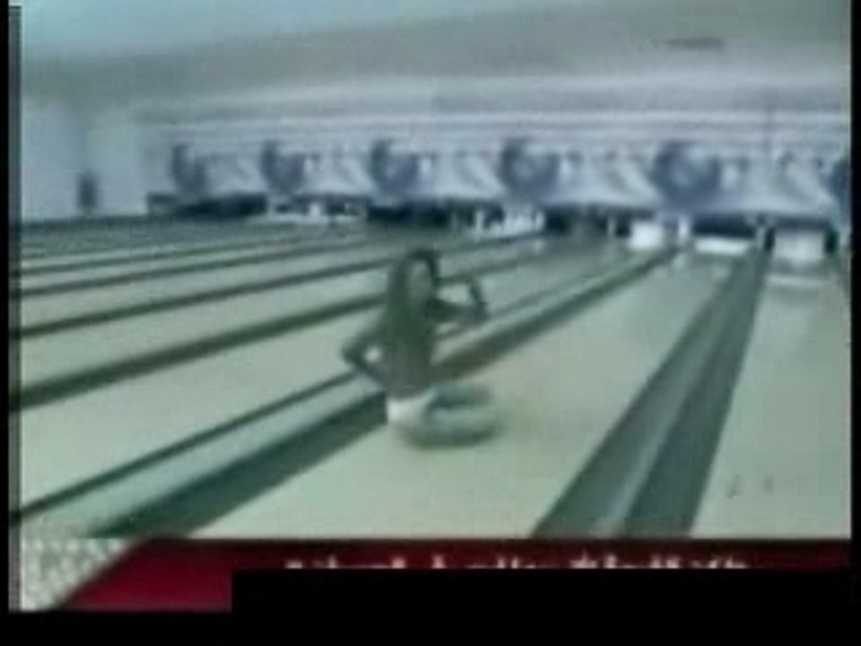Happy bowling girl