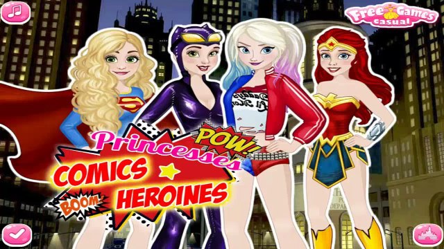 Disney Princesses Elsa Ariel Snow White Belle Superheroes Dress Up Game for Kids