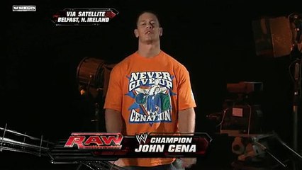 Raw  John Cena addresses Batista from Belfast, Ireland
