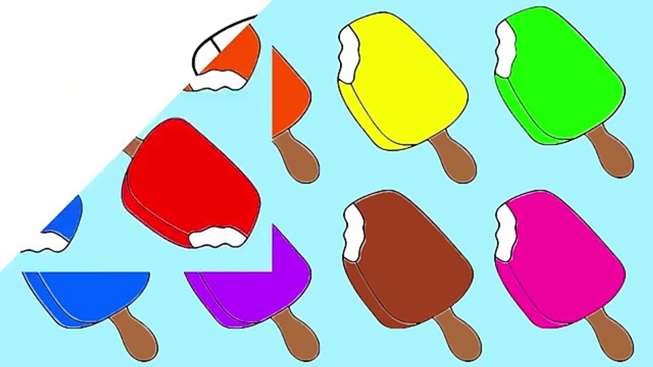 Learn Colors with Rainbow Popsicle Ice Cream Coloring Pages (10) Educational Video for Tod