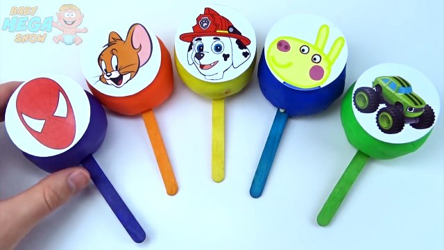 Lollipop Smiley Toys Play Doh Clay Spiderman Superman Paw Patrol Cars Tom and Jerry Learn