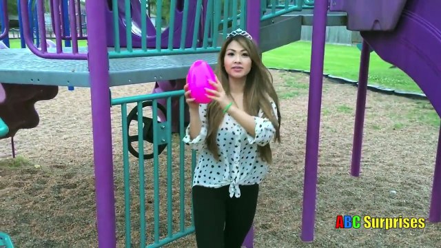 Abc Surprises Egg learn playground words slide Thomas Train Disney Toys Easter Egg Hunt