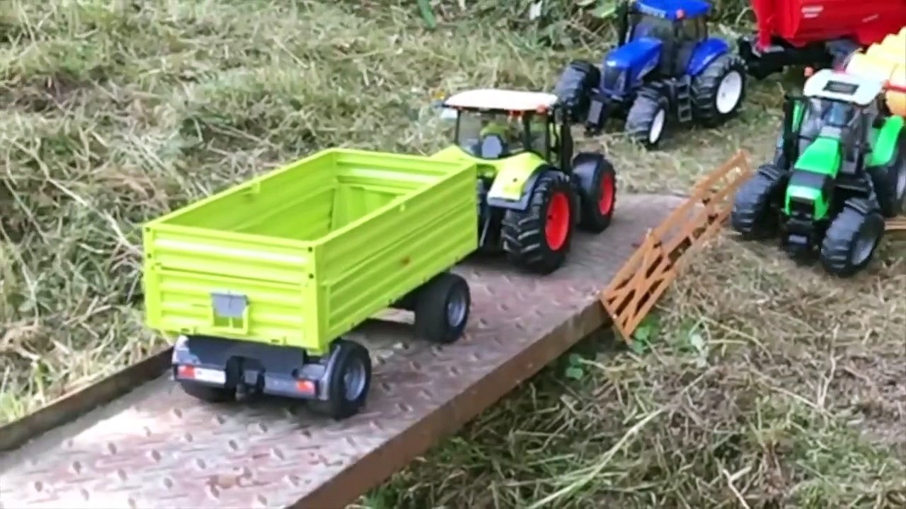 BRUDER Tractor falls from the bridge!-0s