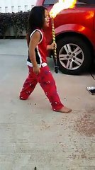 Breve girl playing with fire