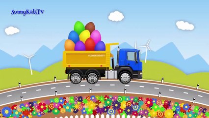 Trucks cartoon for children Learn fruits Surprise eggs Compilation videos for kids-U