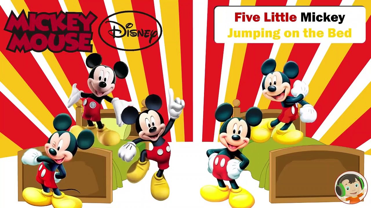 Five Little Mickey Jumping on the Bed - Kids song - Nursery Rhymes-mrkX