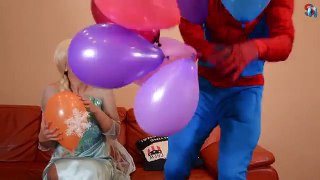 Spiderman & Frozen Elsa vs Joker! w/ Pink Spidergirl Anna & Batman! Superhero Fun in Real