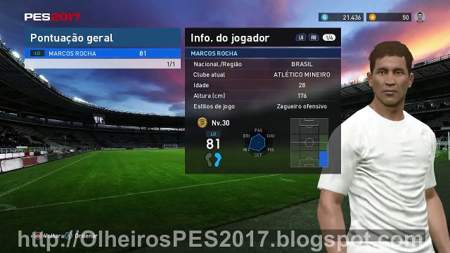 PES 2017 - MyClub - Combinacao de olheiros para contratar Marcos Rocha - Atletico Mineiro