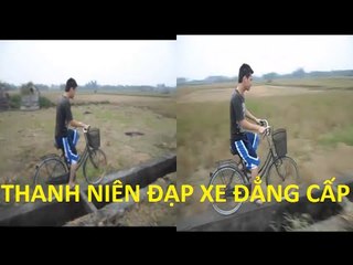 Thanh Niên Đi xe Đạp Trên Bờ Mương Nhỏ Không Phải Ai cũng Làm Được