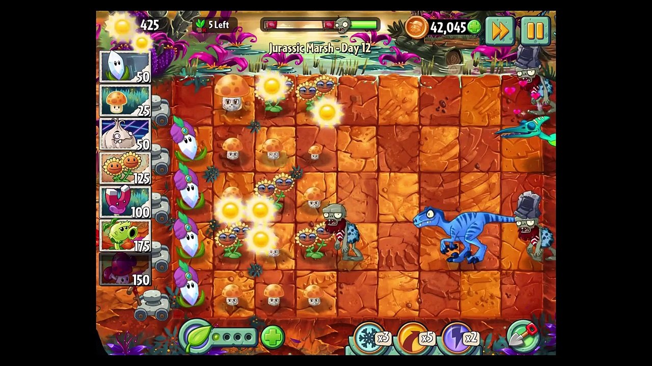 Plants vs Zombies 2 Jurassic Marsh Day 12