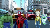Wheels On The Bus Spiderman Mickey Mouse Toy Story Woody Buzz Lightyear Hulk Elsa | Nurser