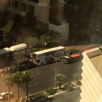 Small Explosion Seen as Las Vegas Shooting Suspect Cornered on Bus by SWAT