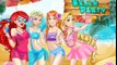 Princesses Elsa Anna Rapunzel Ariel Beach Party Dress Up Game for Girls