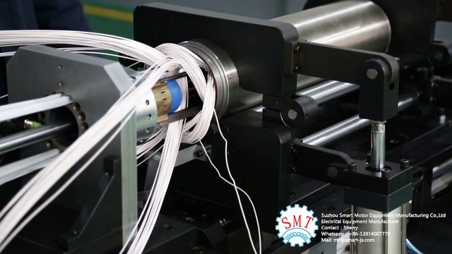 Deep well pump motor stator coil inserting machine