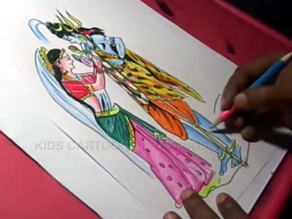 How to Lord Shiva Parvati Marriage Drawing for kids Step By Step