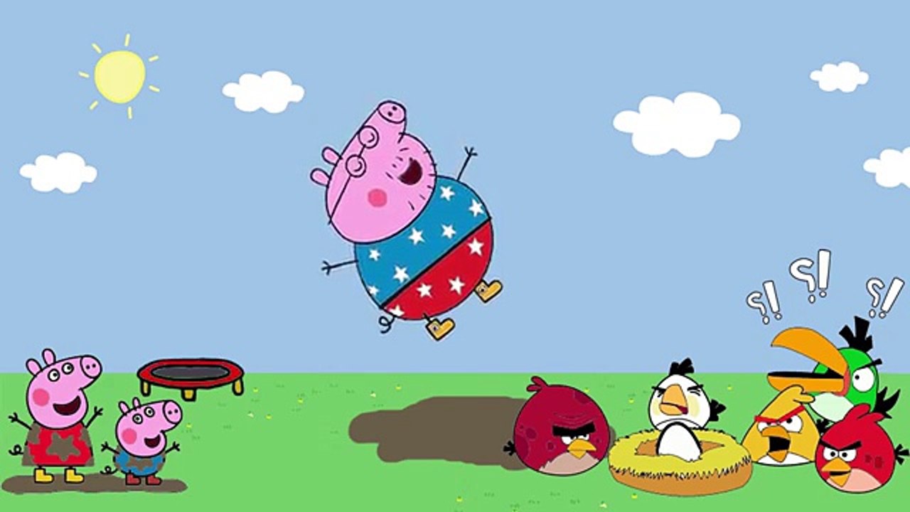 Peppa Pig Vs Angry Birds Coloring Daddy Peppa Pigs Angry Birds Cartoon Video for Children