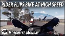 Rider flips motorcycle at high speed
